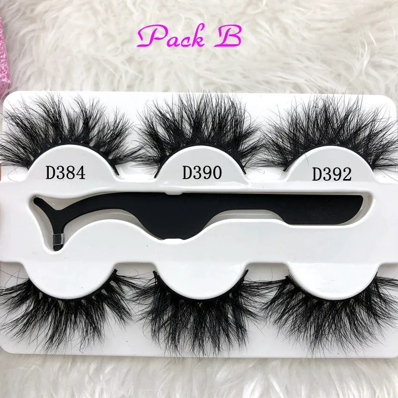 Pack B Mikiwi 3 упаковки с пинцетом 3 пары норковых ресниц 3D норковые ресницы Толстые Накладные ресницы макияж драматические ресницы - Цвет: Pack B