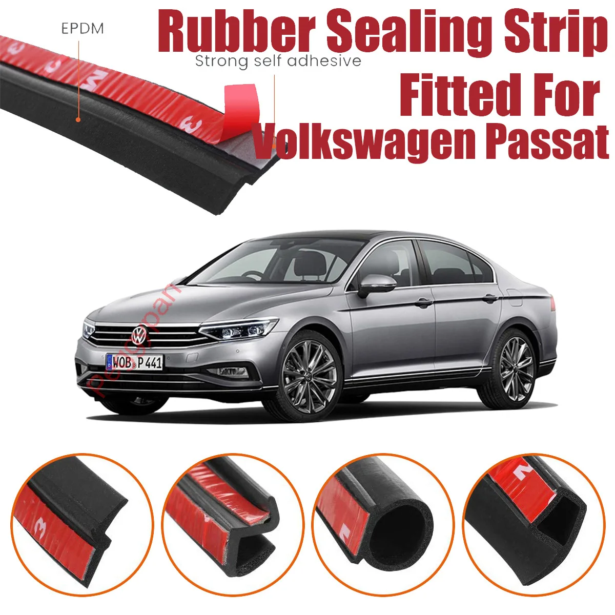 Door Seal Strip Kit Self Adhesive Window Engine Cover Soundproof Rubber Weather Draft Noise Reduction For Volkswagen Passat