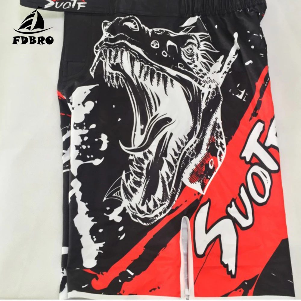 Шорты для тренировок FDBRO Black Boxing Skull Motion Picture из хлопка свободного размера для кикбоксинга, муай тай и ММА.