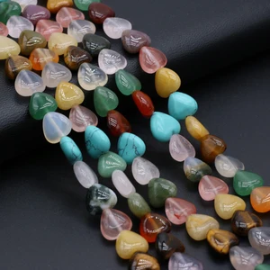 Natural Stone Beads Heart Shaped Mix Color Exquisite Loose Spacer Beaded For Jewelry Making DIY Brac in Pakistan