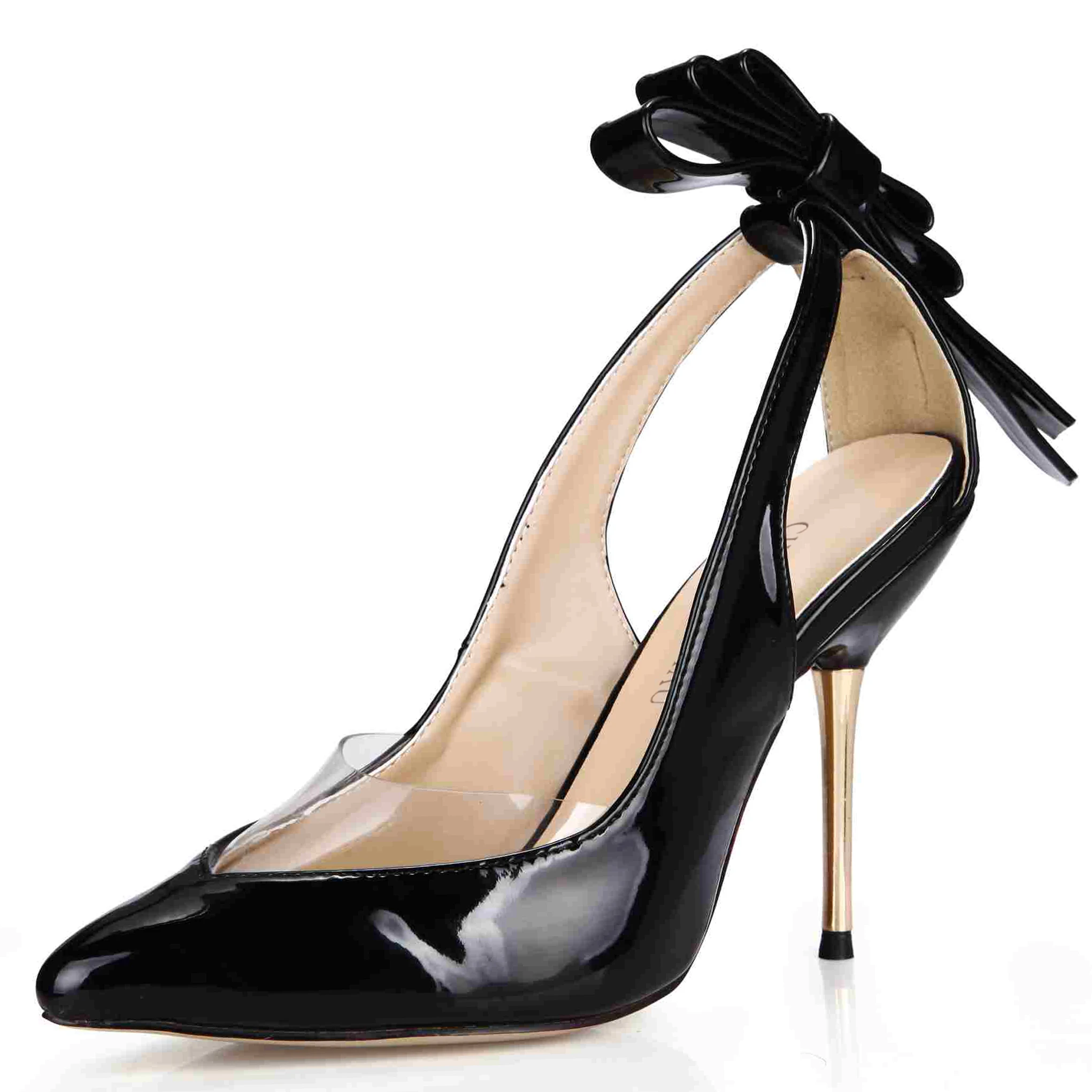 Пикантные атласные свадебные туфли-лодочки на шпильке с острым носком и бантом