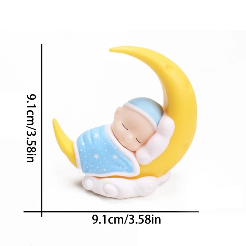 

X37E Sweet Micro-view Cake Ornaments, Moon Quilt Cover Cartoon Sleeping Baby for Kids Birthday Party Favors, Blue/Pink