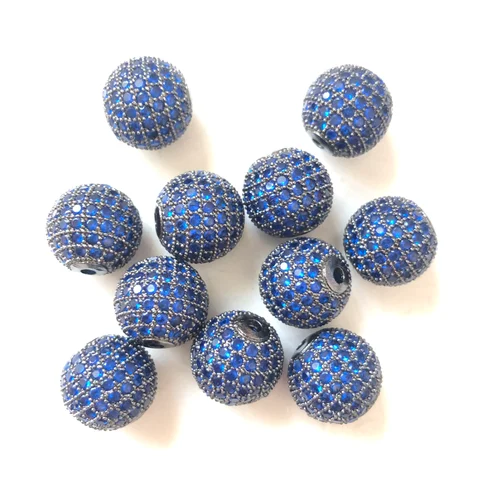 Синие циркониевые бусины-разделители для браслетов
