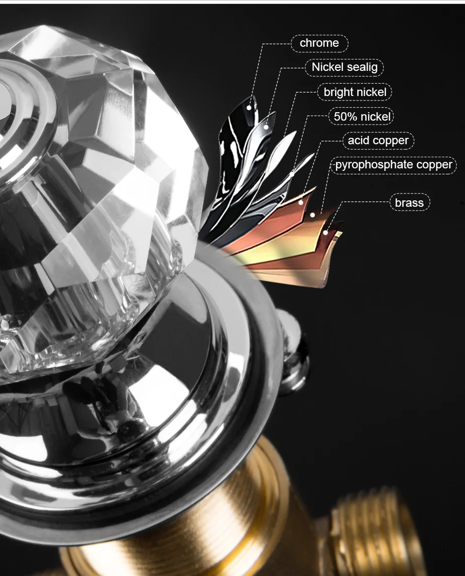 Латунный Смеситель для массажной ванны с хрустальной ручкой кран холодной и