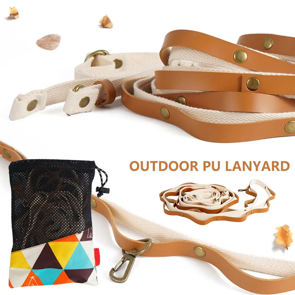 

3-5M Outdoor Hanging rope Multifunctional Ribbon PU Leather Hang Clothesline With Storage Bag For Hiking Picnic Camping Cooking