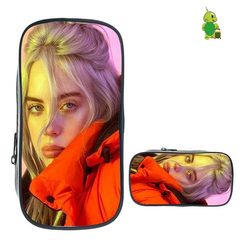 Billie Eilish пеналы для девочек-подростков, косметички, школьные принадлежности, канцелярские принадлежности, сумка для хранения, Billie Eilish, хип-хоп, косметичка