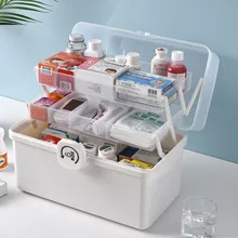 Medical box large capacity multi-layer storage box large plastic first aid box family pack a full set of small emergency medicin