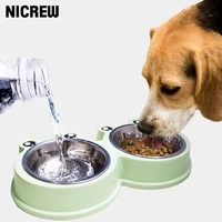 nicrew pet bowls dog food water feeder stainless steel pet drinking dish feeder cat puppy feeding supplies small dog accessories