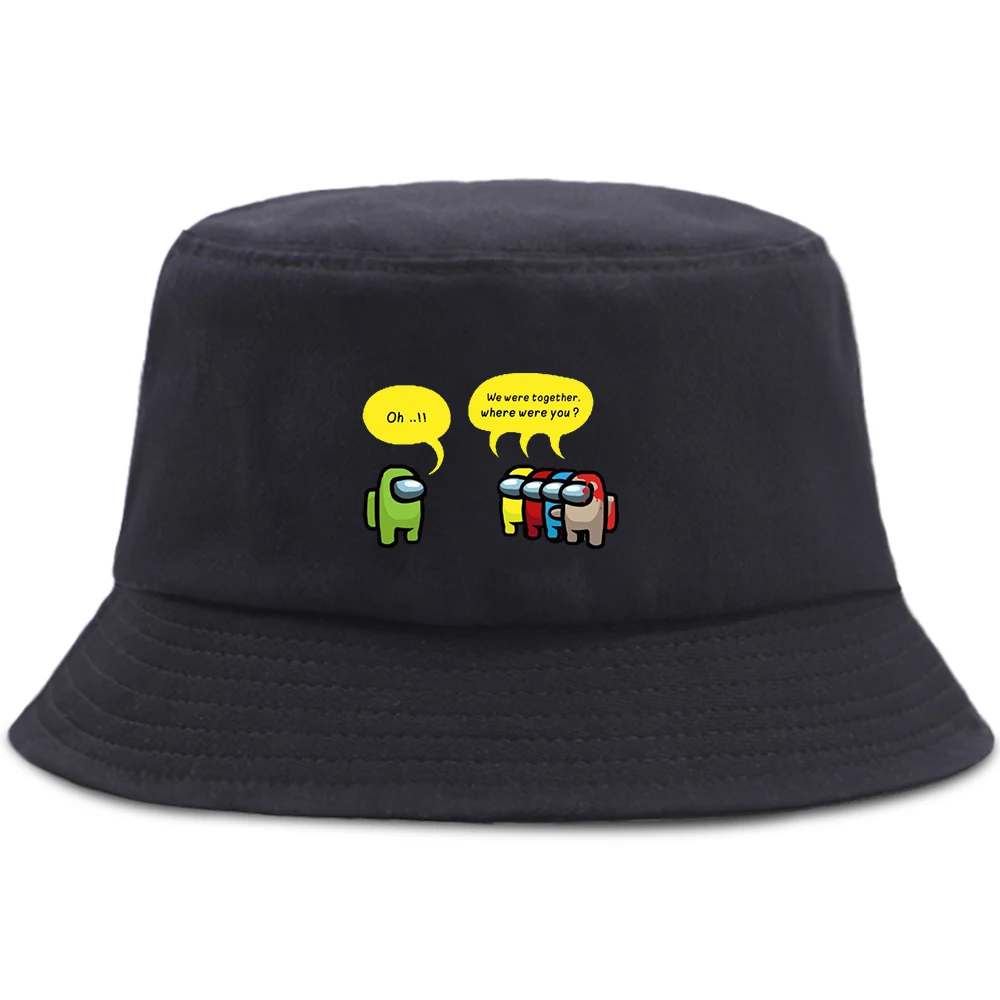 

We Were Together Where Were You Printing Bucket Cap Casual Fashion Panama Caps Hip Hop Fisherman Hat Sun Shade Fishing Hats