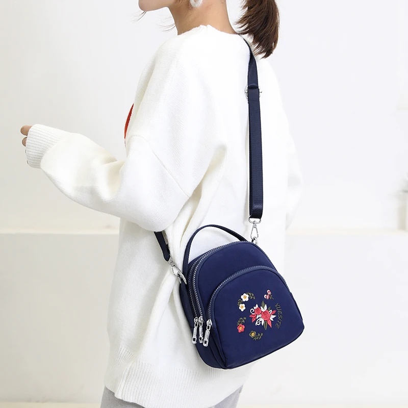 Женский многофункциональный рюкзак с цветочной вышивкой сумка через плечо из