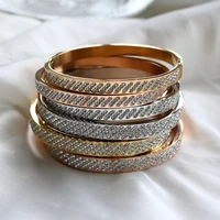 women bangle bracelet silver gold color bangle stainless steel full zircon bangle