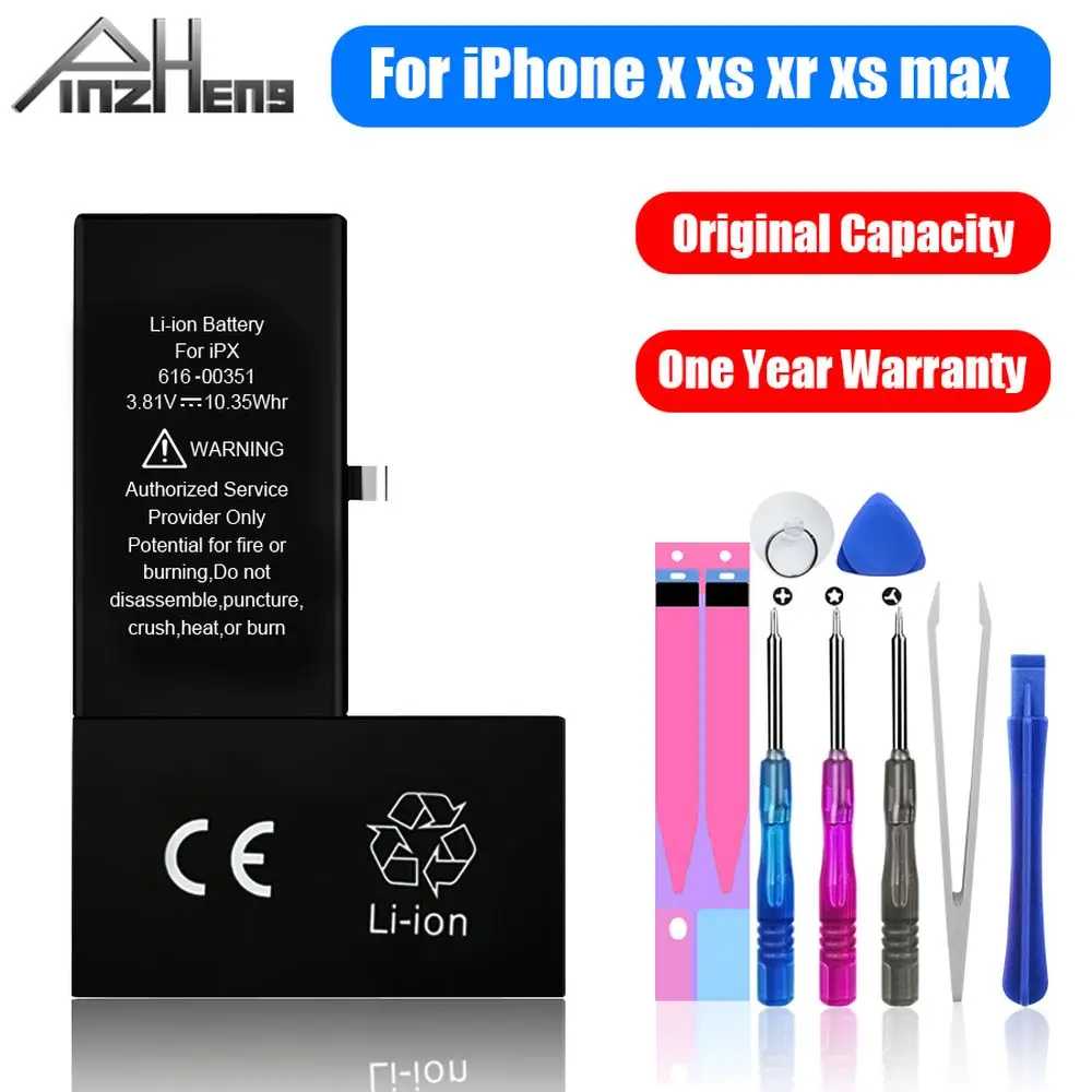 PINZHENG Ёмкость Батарея для iPhone X XR Xs MAX Замена Батарея для iPhone X XR Xs Max акумуляторная батарея с бесплатными инструментами
