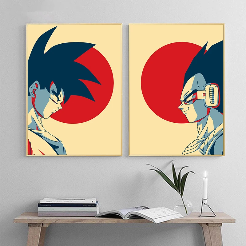 Póster Retro de Dragon Ball Anime japonés, pintura en lienzo Vintage de Goku, decoración de pared,