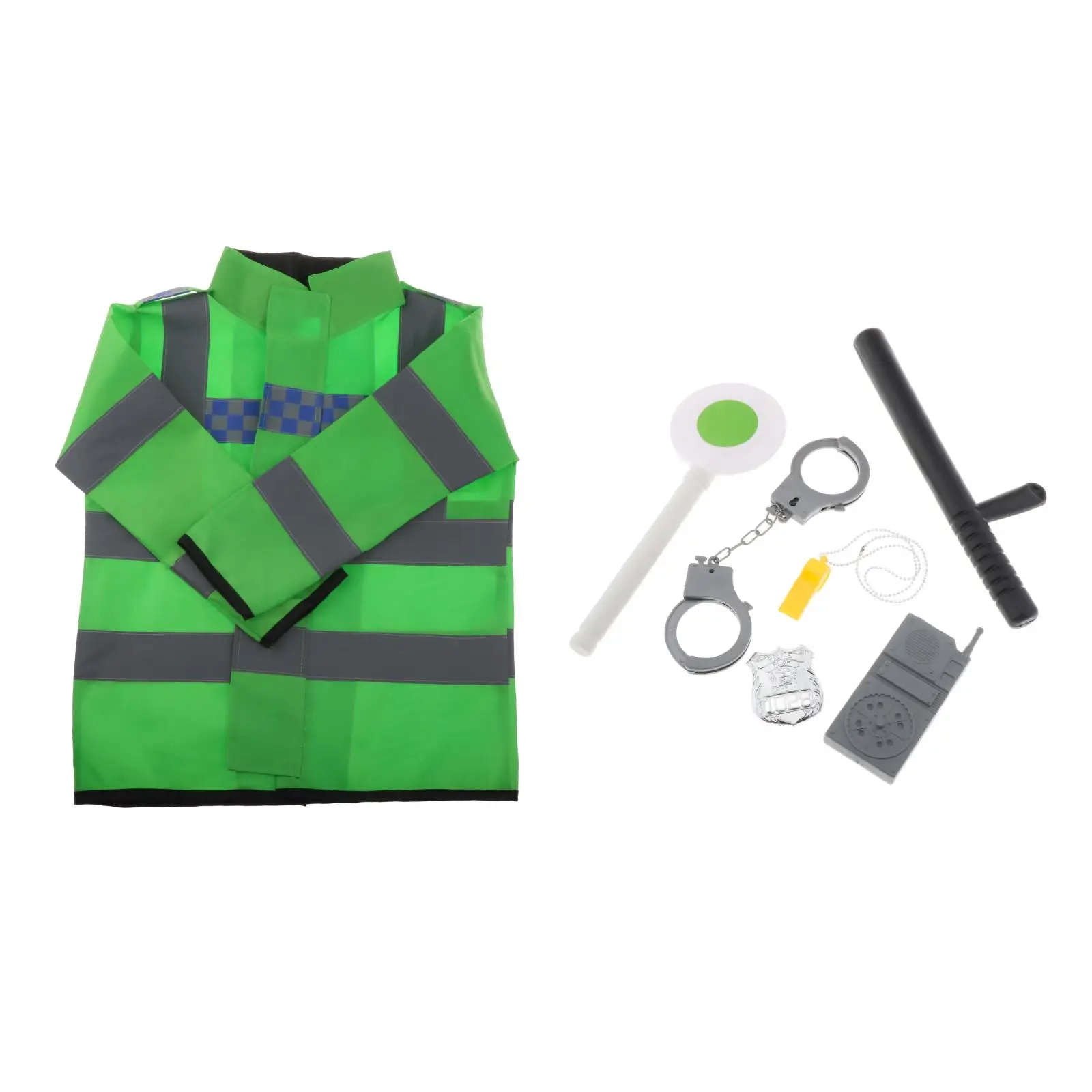 

7pcs Police Role Play Set - Kids Officer Whistle ,Coat, Badge, Cuffs Pretend Play Boys Fancy Dress Costume Toys