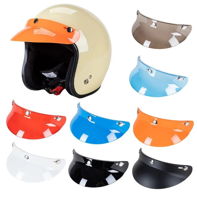 3/4 Motorcycle Helmet Visor Shield 3-Snap Design Open Face Helmet Visor Gift for Motorcycle Enthusiasts