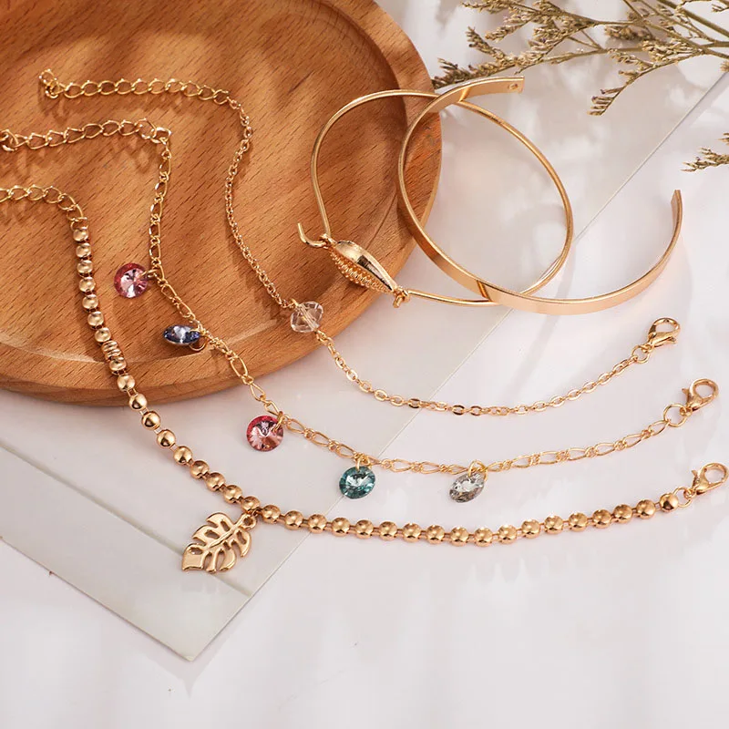 5 шт./компл. браслеты с подвесками в виде золотых ракушек для женщин красочные