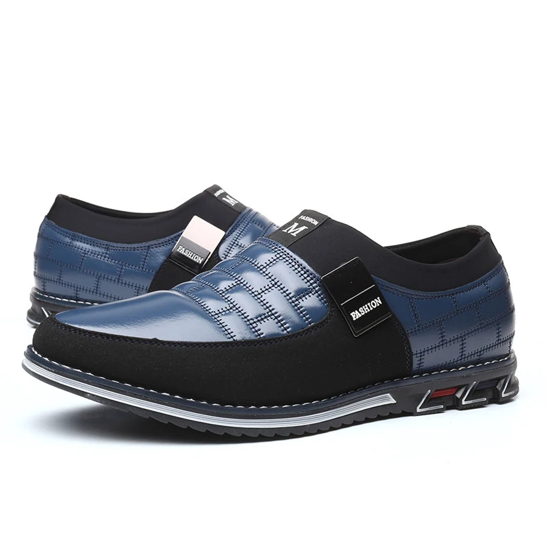 LIN KING Plus Size Men Leather Casual Dress Shoes Slip On Low Top Footwear Loafers Breathable Man Business Formal Wedding | Обувь