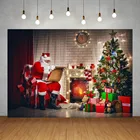 Виниловый фон для детской фотосъемки с рождественской елкой, Санта-Клаусом