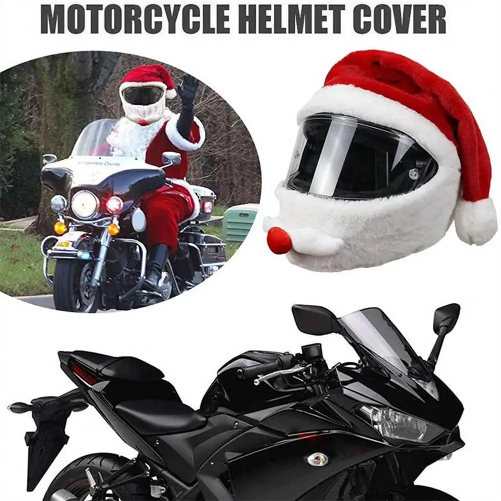 

2021 Hot New Motorcycle Helmet Santa Hat Plush Handmade Cute Helmet Cover Christmas Style Festive Touch Helmet Hood Sleeve Cheap