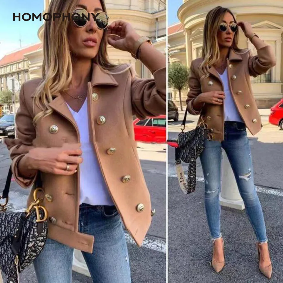 HOMOPHONY Женское пальто однотонный двубортный плащ Тренч Женская верхняя одежда с
