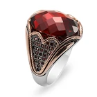 Мужской тренд личности кольцо с красным Цирконом розовый Ювелирное кольцо со стразами Изысканный подарок для мужчин