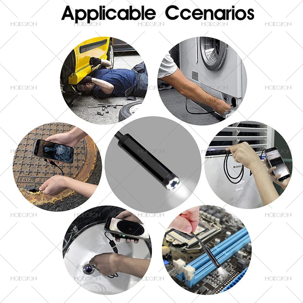 7mm Endoscope Camera Mirco USB Type-C Soft Rigid Snake Cable Endoscopy Car Pipeline Inspection Videoscope Android PC Borescope |
