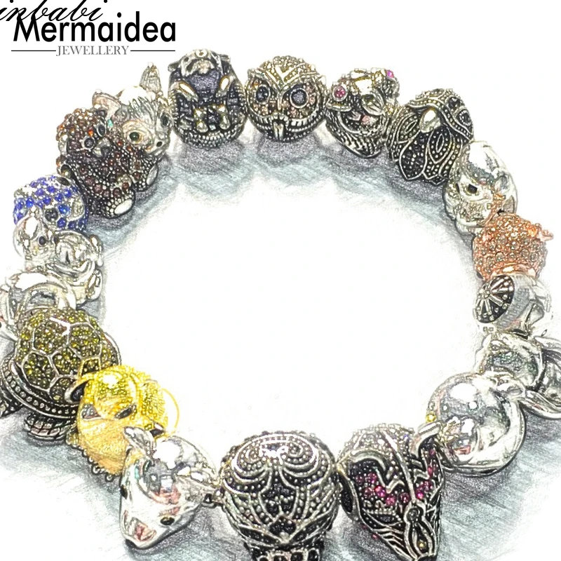 Женские браслеты с бусинами звеньевая цепь посеребренный милый подарок Браслет