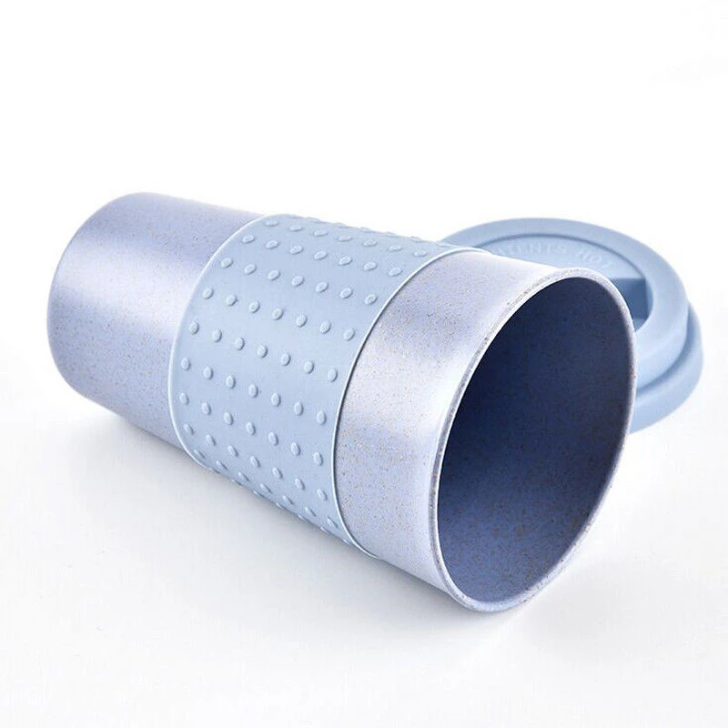 300ML Nature Wheat Straw Coffee Cup Travel Mug Leak Proof With Lid Hot Solid Color Mugs Cover Band Water Bottle |