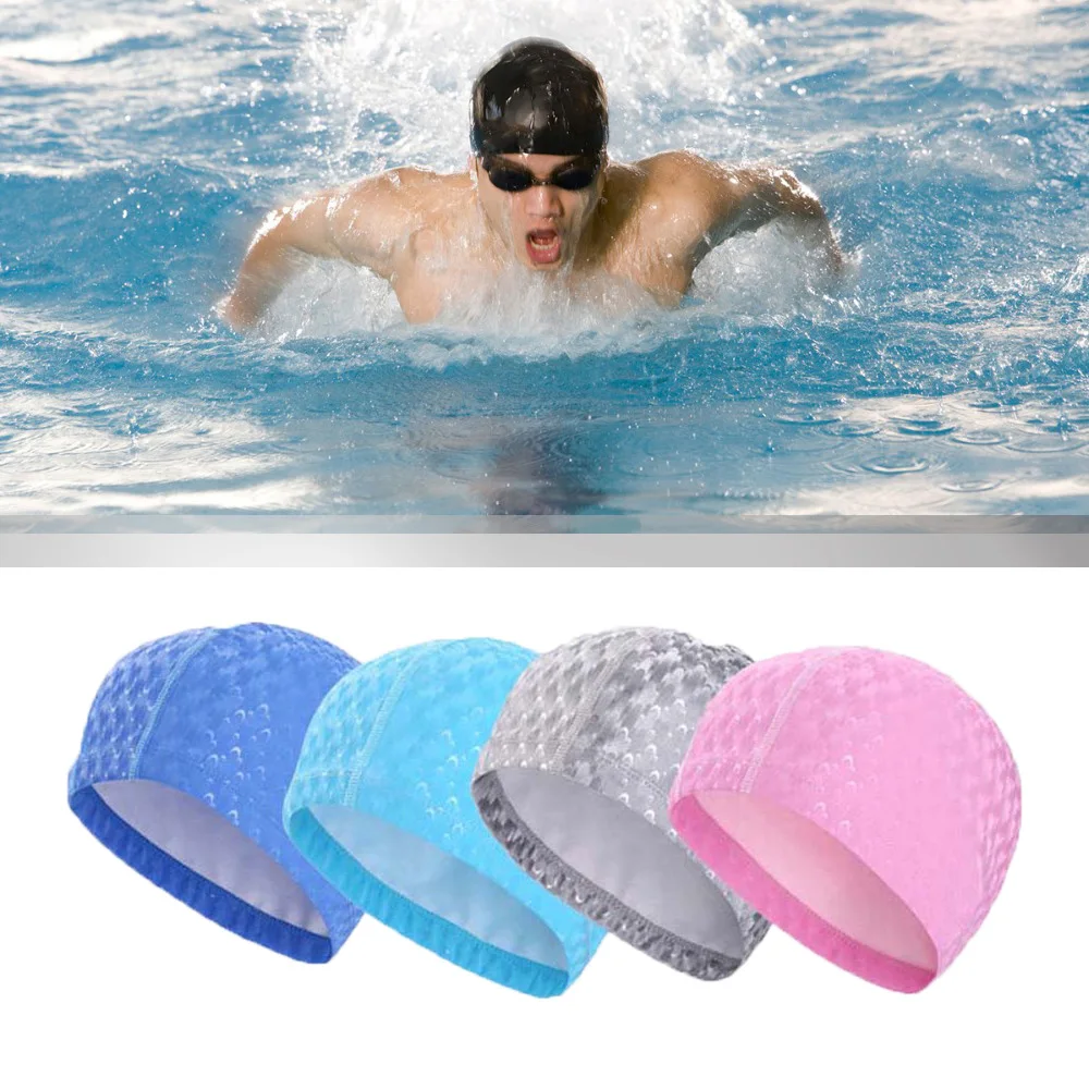 

New Swimming Accessories PU Swim Pool Hat Adult Men/Women Ear Protection Polyurethane Non-slip Professional Swimming Cap