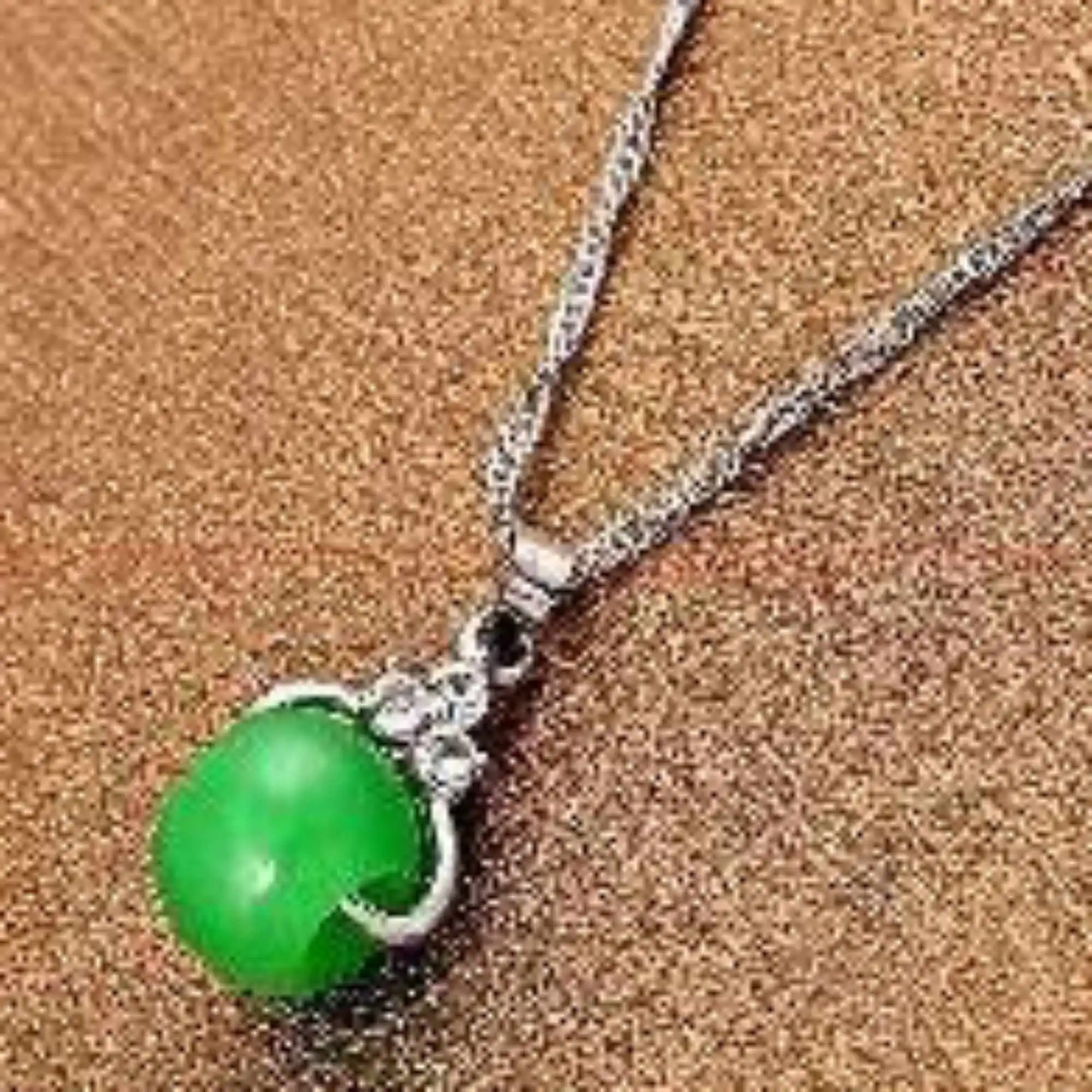 

Natural jade gemstone pendant green beads silver necklace gift Elegant All Saints' Day Wristband Easter Relief Cuff Fancy