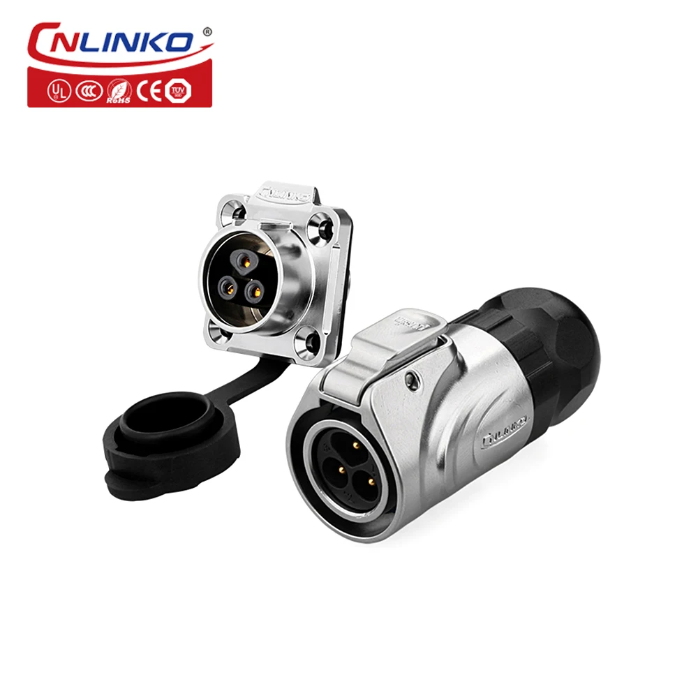 

Cnlinko M16 IP67 3 Pin High Voltage Waterproof Connector Plug Socket Male Female Industrial Circular Power Metal Cable Connector