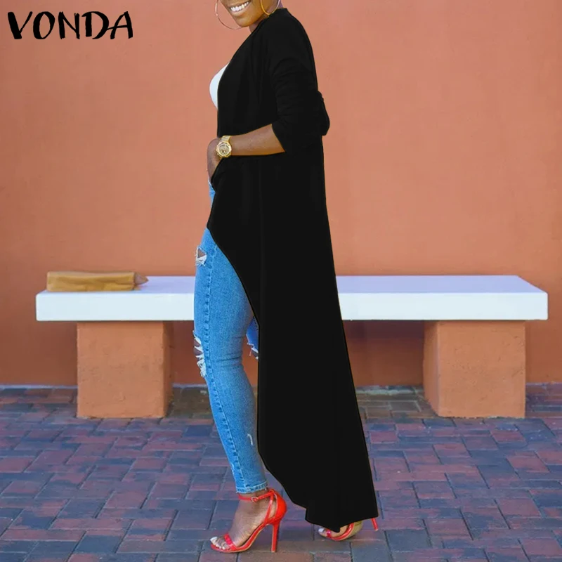 Женская блузка богемный летний кардиган VONDA Весенняя верхняя одежда женская Повседневная Свободная рубашка с длинными рукавами плюс размер кардиган S-5XL