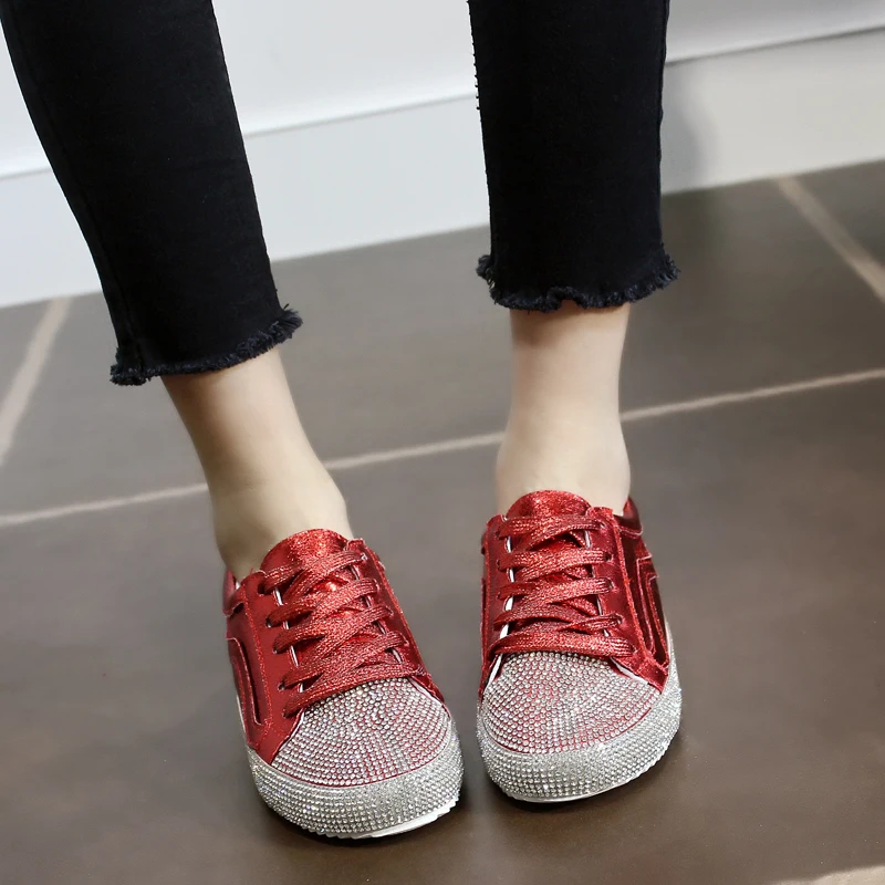 Сезон весна Новинка Модный бренд Туфли лодочки Женская обувь Кроссовки стразы