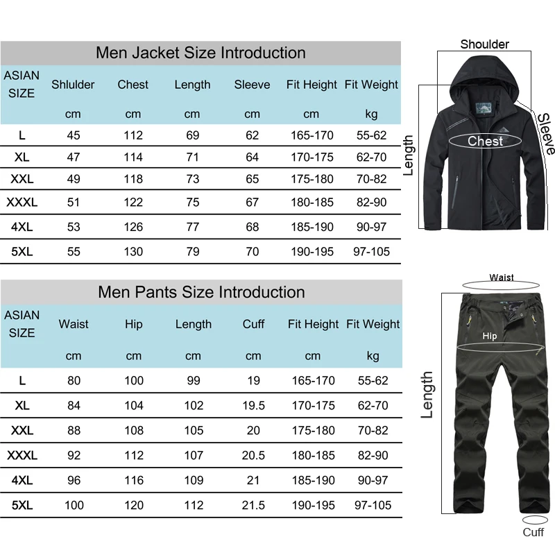 

TRVLWEGO Outdoor Hiking Jackets Men Women Spring and Autumn Thin Sports Set Slim Windproof Waterproof Hiking Pants Large Size