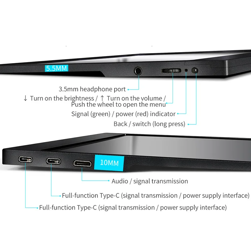 저렴한 12.5 인치 4K 스크린 휴대용 모니터 PS4 스위치 XBOX 삼성 화웨이 전화 카메라 TV 박스 LCD 화면, IPS USB 유형 C 게임 디스플레이