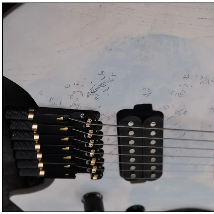 

Headless Exclusive Production Of 7-String Blue Guitar Ebony Fingerboard 2021 New Fanned Frets, With Inlay. Free Delivery
