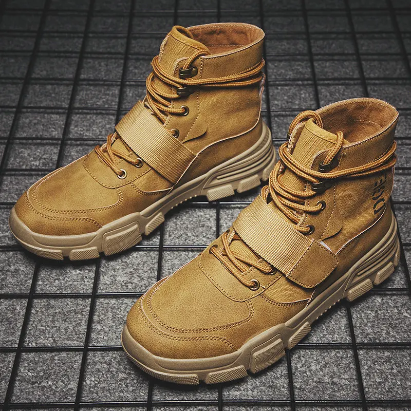 Рабочие ботинки мужские ботинки-дезерты на шнуровке обувь с высоким берцем