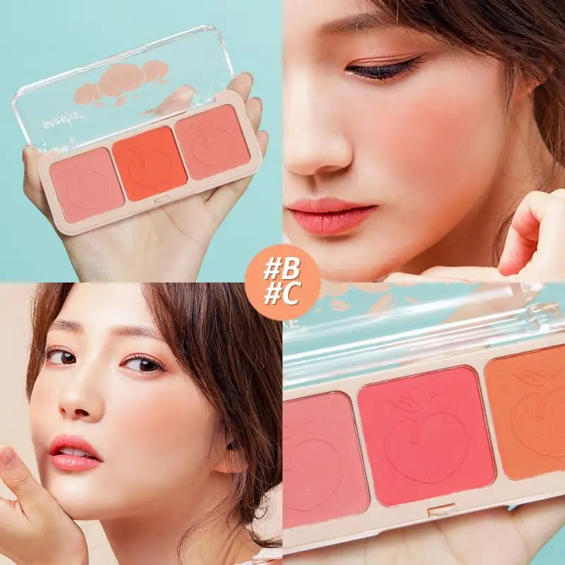 

1 pc 3 In 1 Blush Palette Highlighter Shadow Contour Powder Brighten Skin Colour Face Blush Beauty Makeup Cosmetics Tools