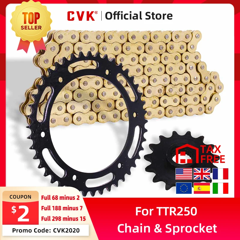 CVK A Set Front And Rear Chain Sprocket Gear Disc Wheel Kit For Yamaha TTR250 TTR 250 Motorcycle Accessories
