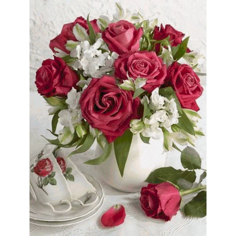 

GATYZTORY Coloring By Numbers For Adults Flower Acrylic Paint DIY Handmade Gift Oil Painting By Numbers Rose Home Decoration
