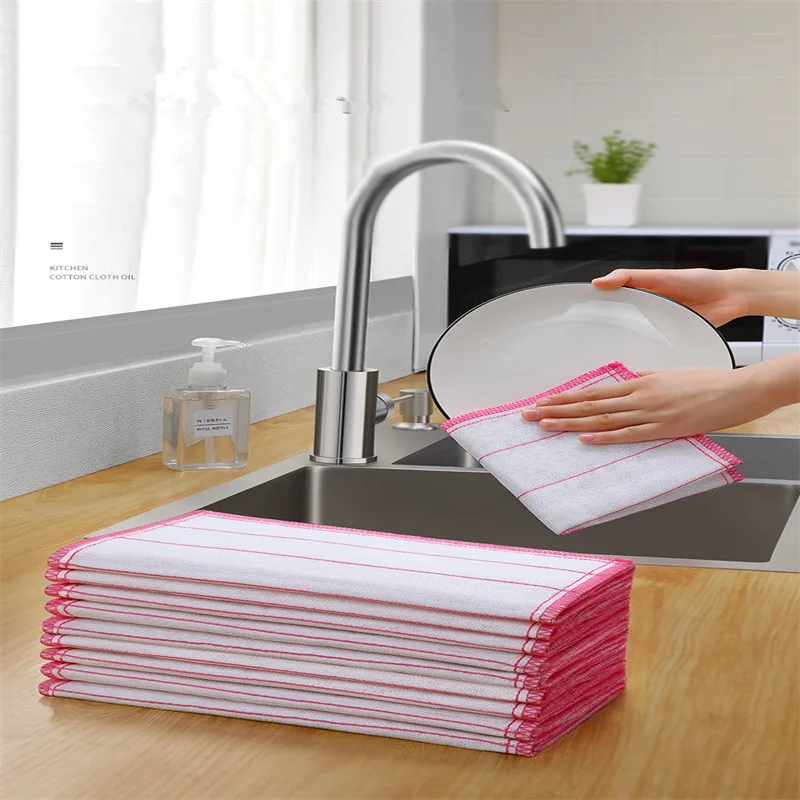 

5PCS Kitchen Towels 5/8Layers Cotton Dishcloth Super Absorbent Non-stick Oil Reusable Cleaning Cloth Kitchen Daily Dish Towels