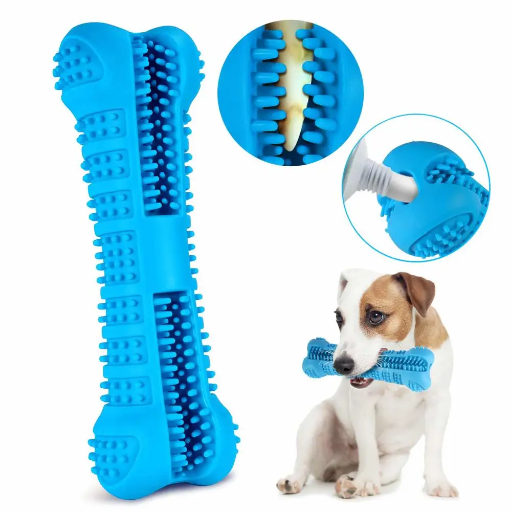 

Dog Puppy Toothbrush Rubber Dog Toy Molar Tooth Stick Chew Pet Toys Teeth Cleaning Nontoxic Natural Dental Care For S/M Size Dog