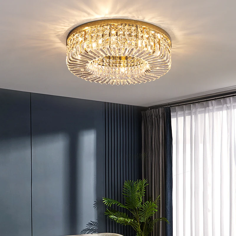 Candelabro de habitación LED, lámpara de araña moderna de cristal candelabros de iluminación Led, dorada, decoración para sala de estar, luminaria de suspensión