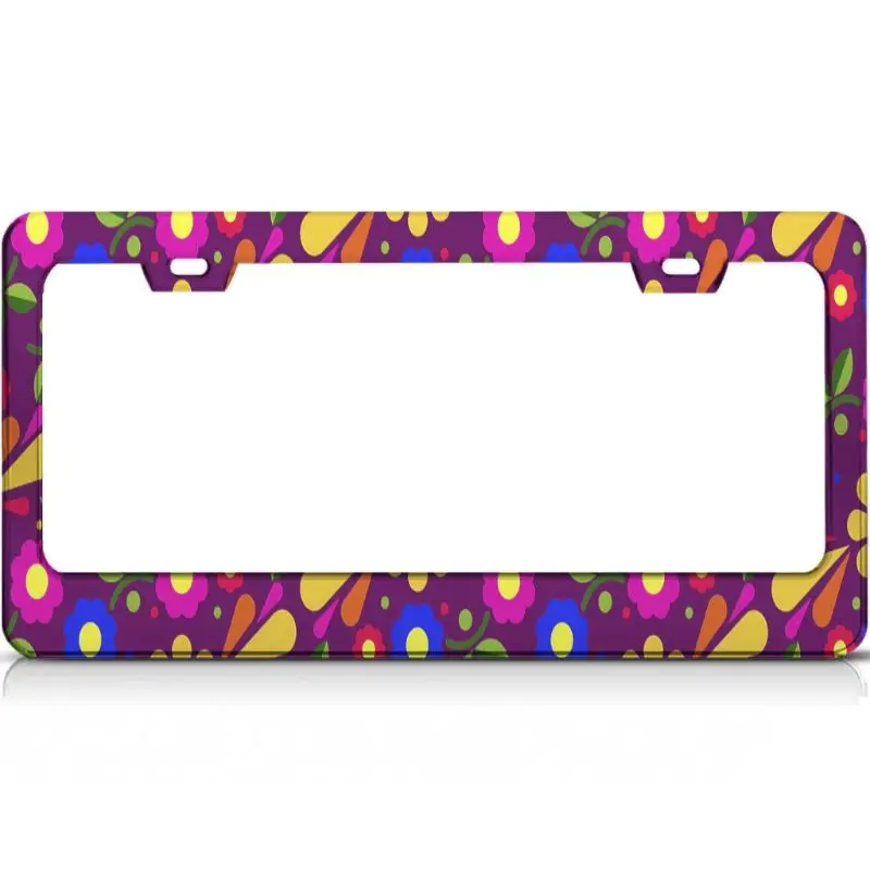 

Peceeta Flower Pattern License Plate Frame 2 Holes 1 Frame Matte Aluminum Text Funny Metal Cute Car Accessories white 16x31cm"]