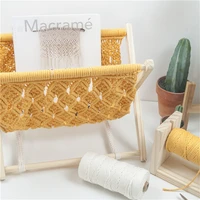magazine rack bohemian style woven storage rack cotton rope hand woven beautiful and strong folding book magazine floor rack