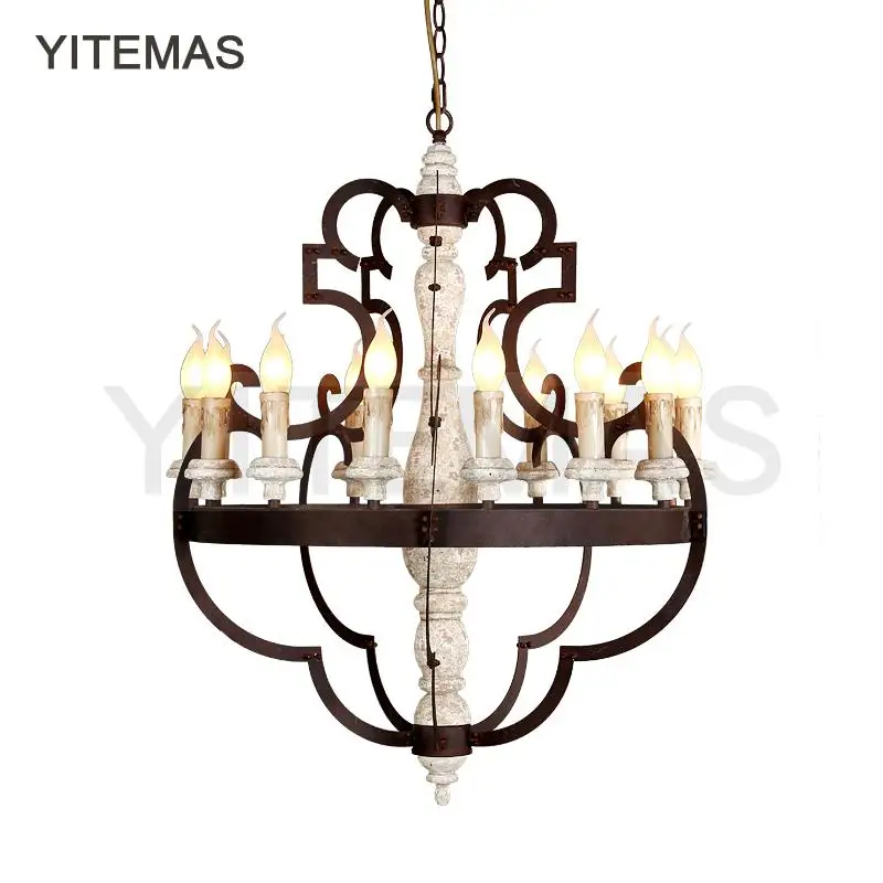 Винтажная твердая деревянная люстра антикварная деревенская железная