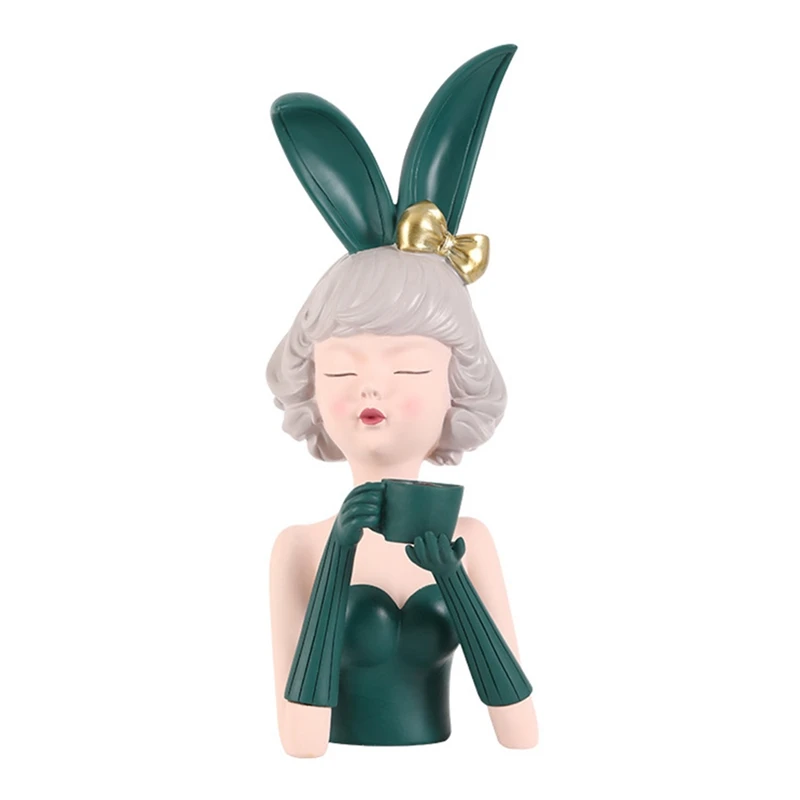 

Креативная статуя кофейной чашки кролик девочка украшение для дома, можно вешать ожерелье и декор туалетного столика