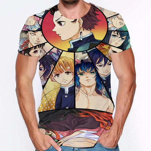 

Hot Cartoons Demon Slayer 3d Printed Short Sleeve O-Neck Tops Harajuku Streetwear Casual 2020 Man Women Fashion Tees