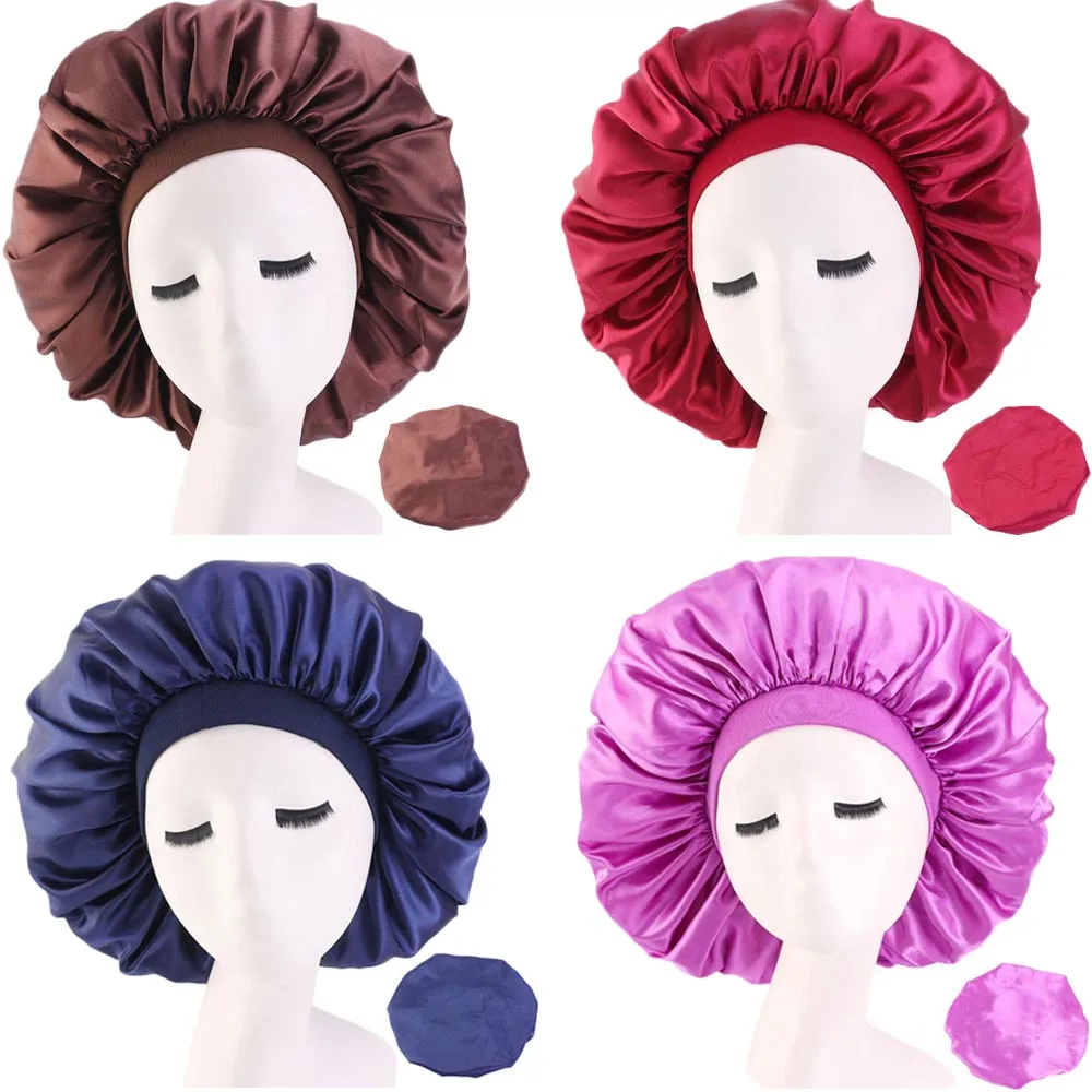 

Мусульманская женская кепка для ночного сна, атласная эластичная лента, шапка для ухода за волосами, шапка для головы, шапка для выпадения в...