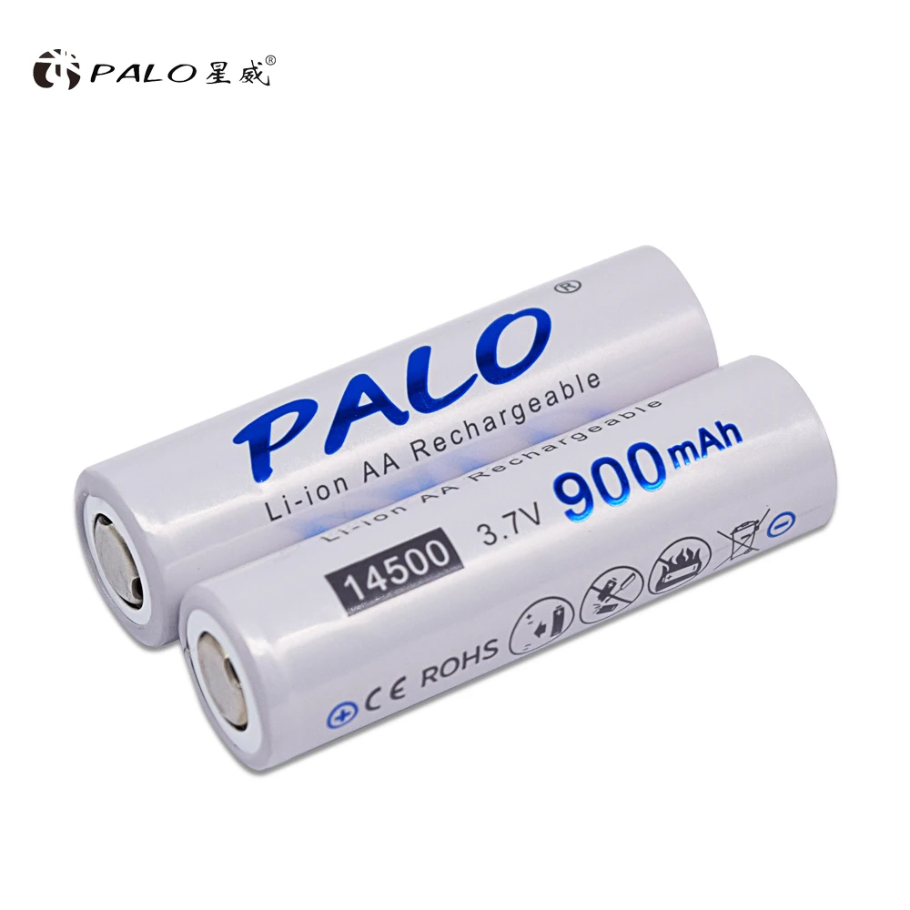 PALO 3 7 V 14500 Батарея AA 900 мАч литиевая Перезаряжаемые Li-Ion для светодиодный фонарик